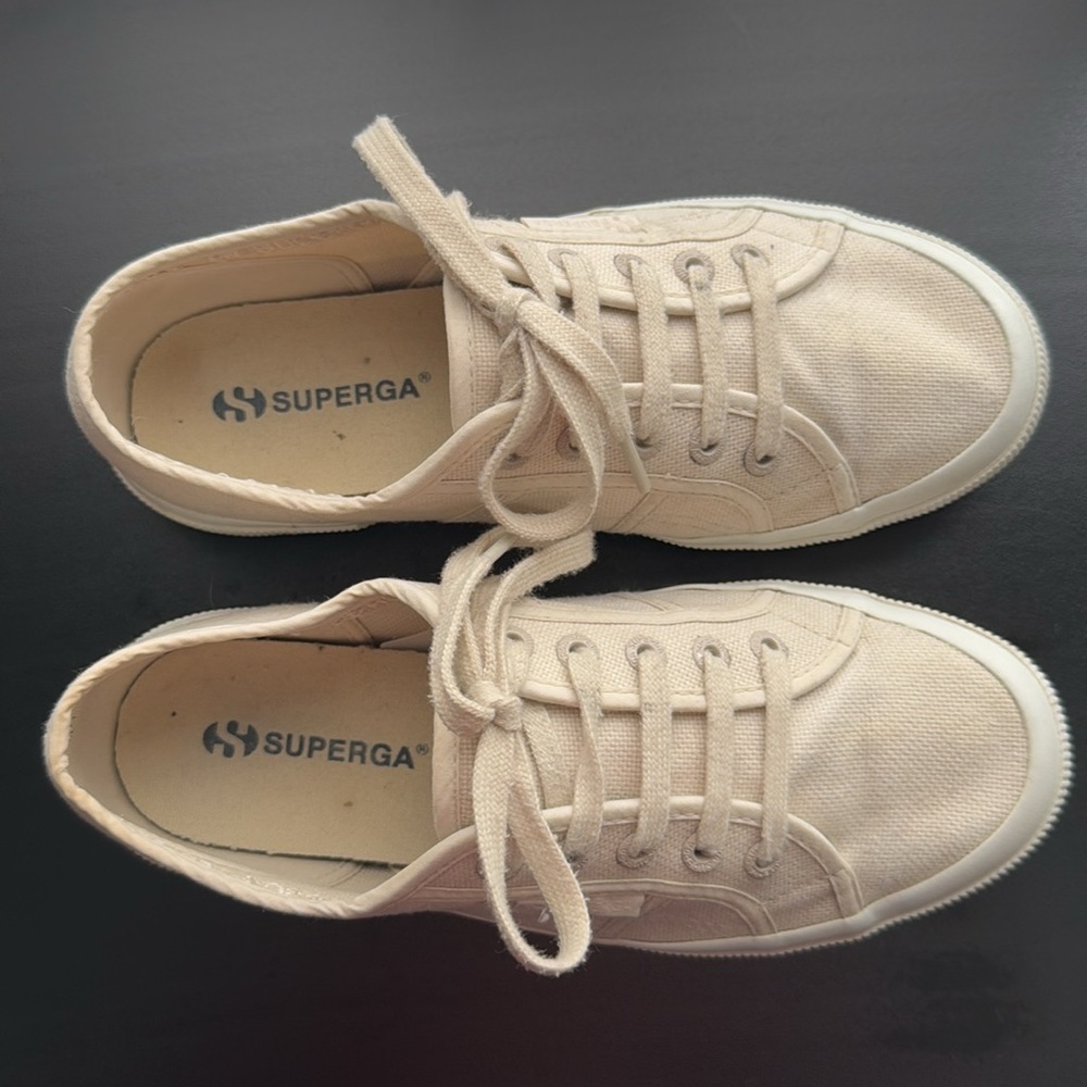 Superga Cream Casual Tennis Shoe Sneaker Size 38 - Picture 7 of 7